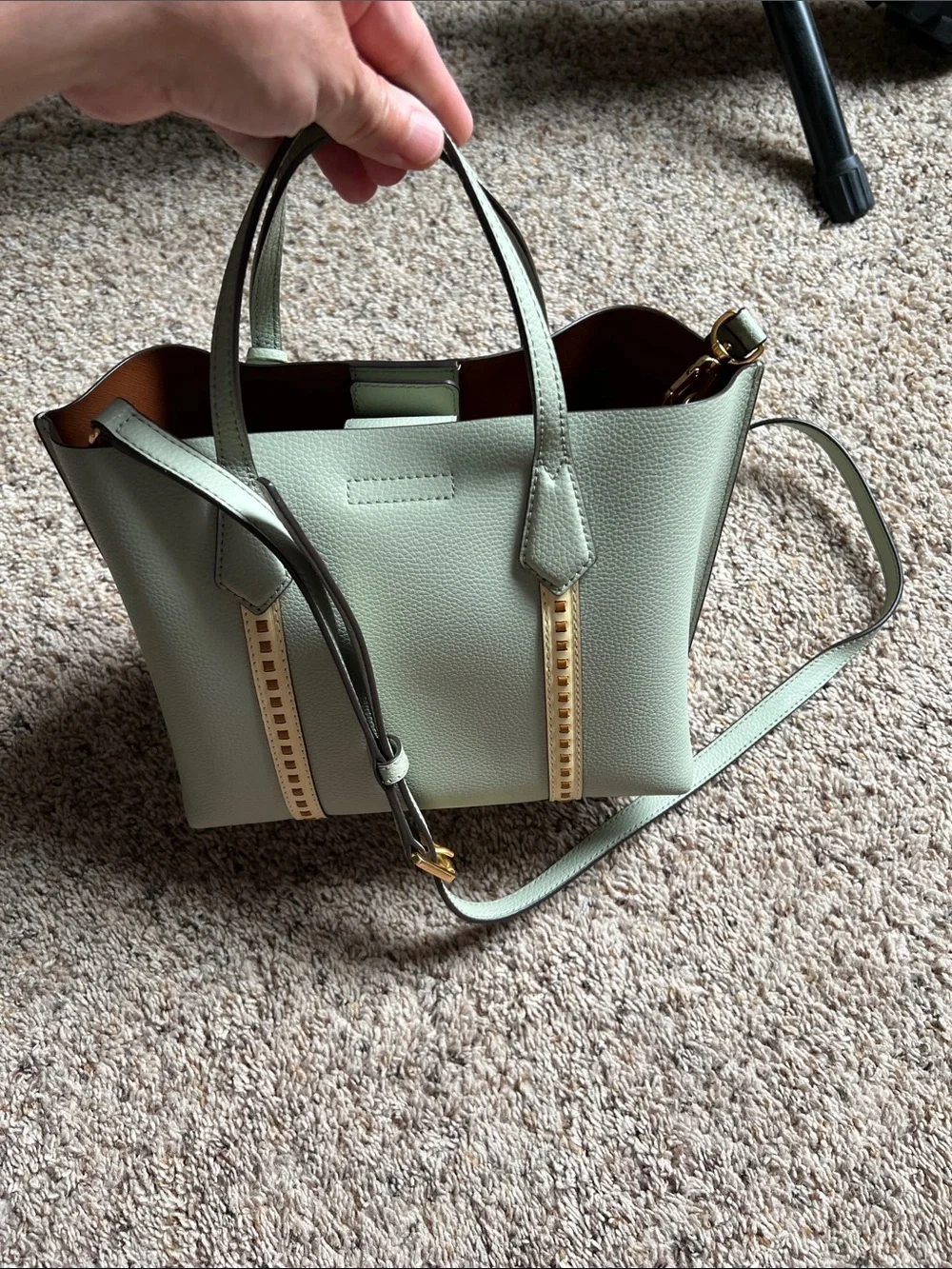 Tory Burch Mint Green Crossbody handbag with Gold Hardware